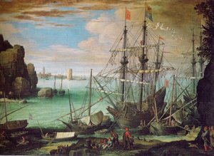 Paysage côtier avec port - Paul Bril